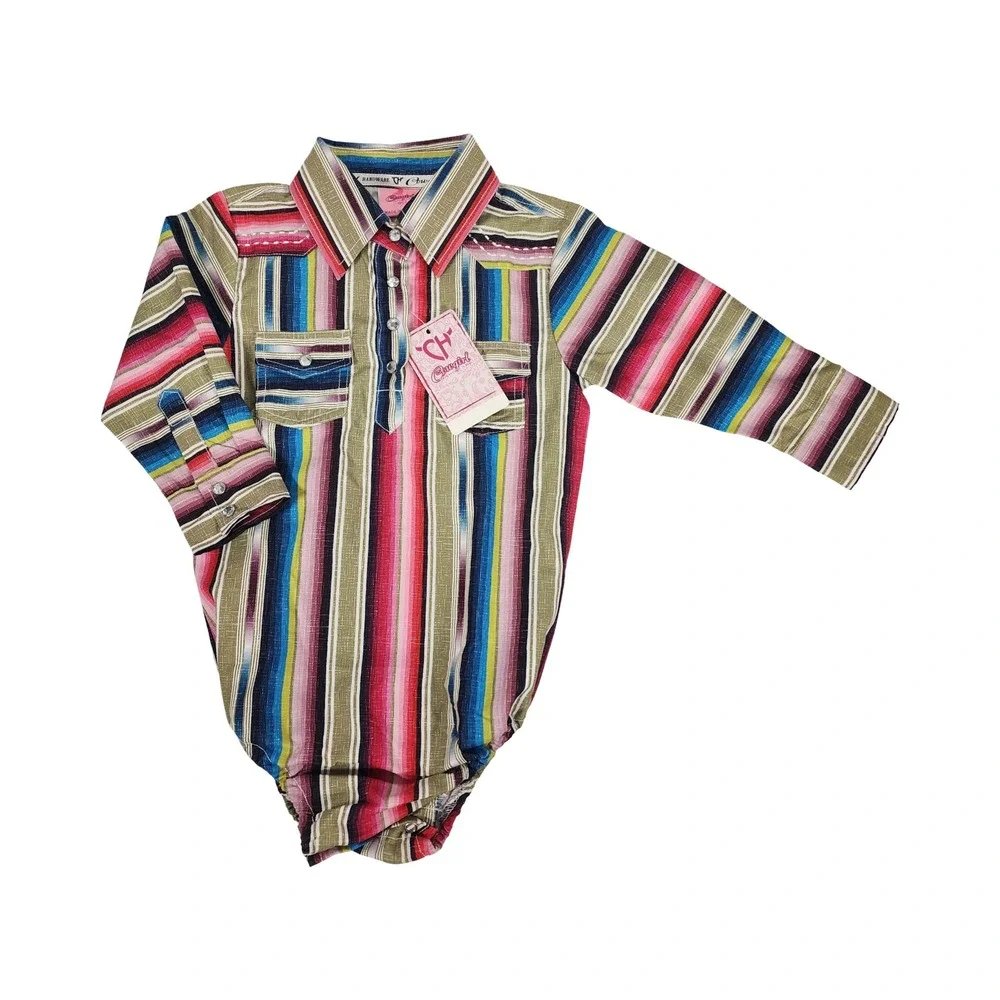 Cowgirl Hardware Toddler Girls Serape Stripe Western‎ Romper Horse 24M NWT